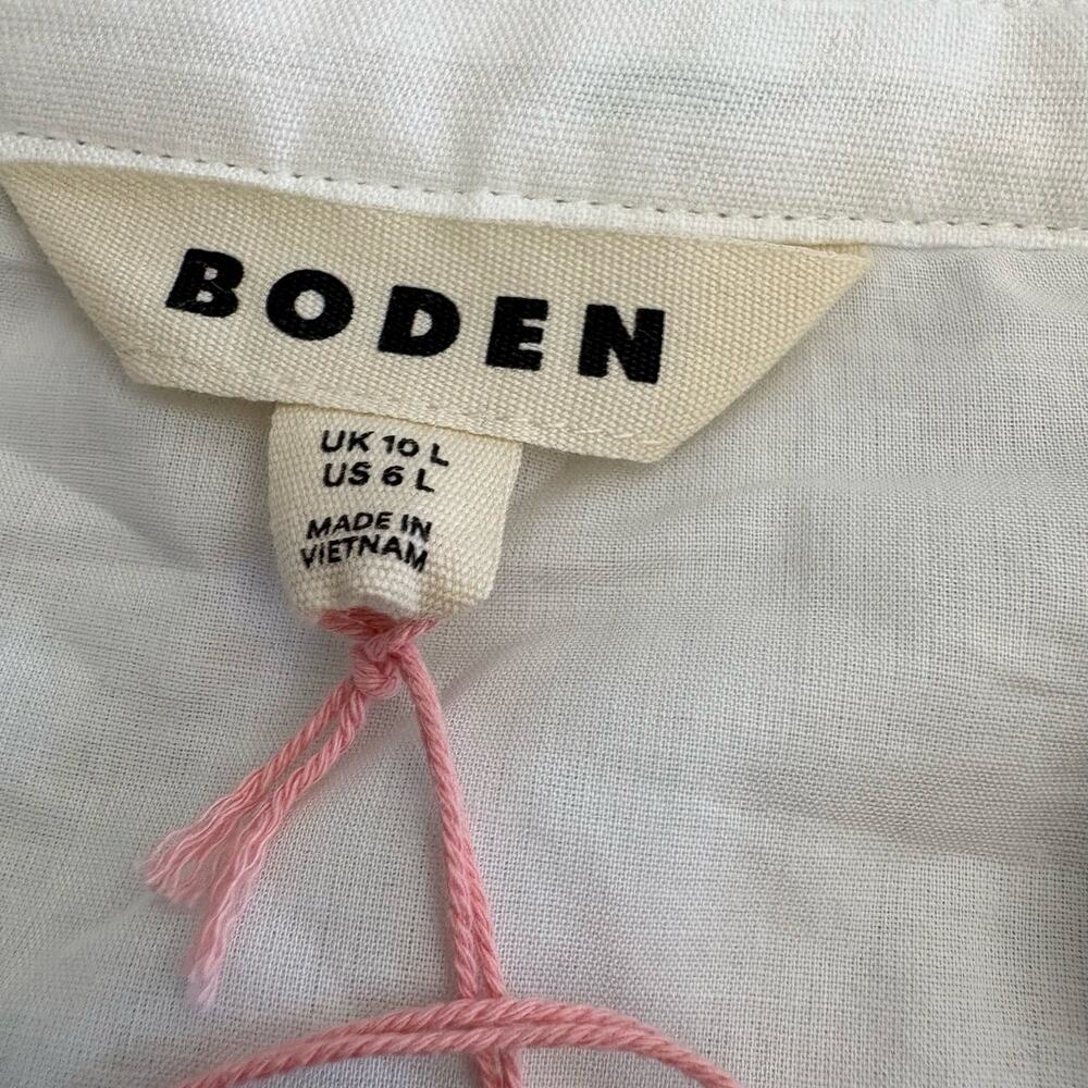 Boden Octavia Linen Blend Midi Dress Women’s Size 6 Long Embroidered Tiger Boho - Picture 10 of 15